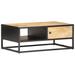 17 Stories Coffee Table w/ Carved Door 35.4" x 21.7" x 14.2" Rough Mango Wood Wood/Metal in Black/Brown | 14.2 H x 35.4 W x 21.7 D in | Wayfair