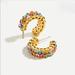 J. Crew Jewelry | J. Crew Multicolor Crystal Bezel Hoop Earrings | Color: Gold/Tan | Size: 17mm