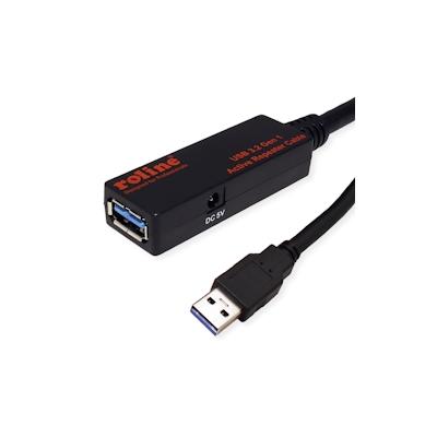 ROLINE USB 3.2 Gen 1 Aktives Repeater Kabel, schwarz, 15 m