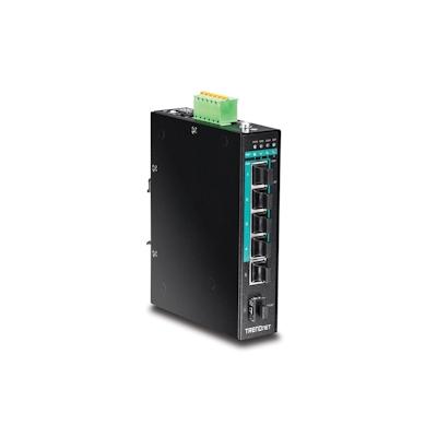 TRENDnet TI-PG541 5-Port gehärteter industrieller Gigabit PoE+ Switch DIN-Rail