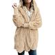 GOSOPIN Fluffy Warm Winter Coats Women Fleece Oversize Hoodies Parka Outerwear Jacket with Pocket Khaki Small