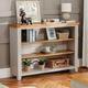 The Furniture Market Downton Grey Painted Wide Low Bookcase with 2 Adjustable Shelves