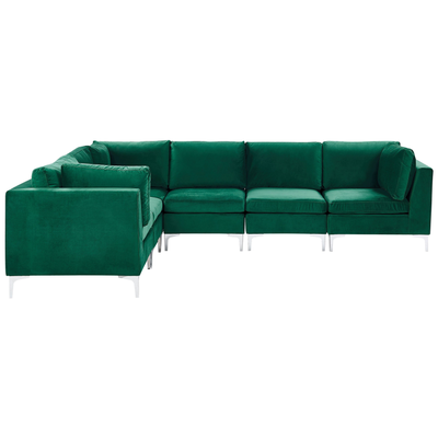Modulares Sofa rechtsseitig Grün Polsterbezug aus Samtstoff mit Metallgestell Silber Wohnzimmer Salon Möbel