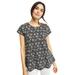 Plus Size Women's Trapeze Knit Tee by ellos in Black White Ditsy Floral (Size 14/16)