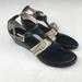 Coach Shoes | Coach “Velvet” Ankle Strap Wedge Sandals | Color: Black/Silver | Size: 8