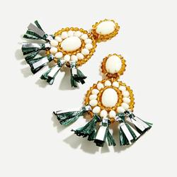 J. Crew Jewelry | Nwt J. Crew Raffia Stone Drop Earrings | Color: Gold/Green | Size: Os