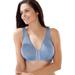 Plus Size Women's Meryl Cotton Front-Close Wireless Bra by Leading Lady in Heather Blue (Size 42 F/G/H)