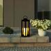 Alpine Battery Powered Integrated LED Outdoor Lantern w/ Electric Candle, Metal in Black | 14 H x 9 W x 9 D in | Wayfair IVY104HH-S