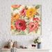 Alcott Hill® Brushy Roses Crop w/ Teal - Wrapped Canvas Print Canvas in Pink | 18 H x 18 W x 1 D in | Wayfair ACOT6789 39985075