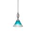 Astoria Grand Elegante 1-Light Mini Pendant w/ Hang Straight Swivel, Glass in Green/Blue | 10.5 H x 7 W x 7 D in | Wayfair