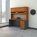 Huckins Executive Desk w/ Hutch Wood in Gray Laurel Foundry Modern Farmhouse® | 72.84 H x 71.09 W x 23.35 D in | Wayfair