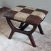Red Barrel Studio® Lashonde Wood Vanity Stool Faux Leather/Wood/Upholstered/Leather in Black/Brown | 17 H x 16 W x 20 D in | Wayfair