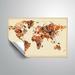 Dakota Fields Meekins Organic Brush Strokes World Map Removable Wall Decal Vinyl in Brown | 12 H x 18 W in | Wayfair