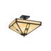 Arroyo Craftsman Pasadena 4 - Light Unique Bowl Semi Flush Mount Glass, Crystal in Black/Brown | 13 H x 16 W x 16 D in | Wayfair PIH-16OAM-AC