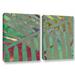 Bay Isle Home™ 'Leaf Shades II' 2 Piece Graphic Art on Wrapped Canvas Set Canvas in Gray/Green/Red | 18 H x 28 W x 2 D in | Wayfair