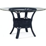 Braxton Culler Drury Lane Dining Table Glass/Wicker/Rattan in Blue | 30 H x 48 W x 48 D in | Wayfair 1977-075/GL0999-098/NAVY