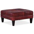 Bradington-Young Fair-N-Square 33" Wide Genuine Leather Square Cocktail Ottoman in Black | 17.5 H x 33 W x 33 D in | Wayfair