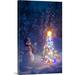 The Holiday Aisle® Sagefield 'Snowman in Spruce Forest' by Kevin Smith Painting Print on Wrapped Canvas in Blue/White | Wayfair