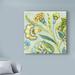 Charlton Home® 'Decorative Golden Bloom I' Acrylic Painting Print on Wrapped Canvas in Gray/Green/Yellow | 14 H x 14 W x 2 D in | Wayfair