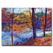 Charlton Home® 'Falling Leaves' Framed Painting Print on Wrapped Canvas in Blue/Brown/Green | 18 H x 24 W x 2 D in | Wayfair