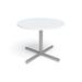 Compel Geo Circular Meeting Table Wood/Metal in White | 30" H x 36" W x 36" L | Wayfair GEO-36R-30H-WHT-SLV-BNDL