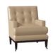Armchair - Duralee Downtown 34" Wide Tufted Down Cushion Armchair Faux Leather in White/Brown | 35 H x 34 W x 29 D in | Wayfair