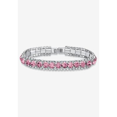 Women's Silver Tone Tennis Bracelet Simulated Birthstones and Crystal, 7" by PalmBeach Jewelry in June