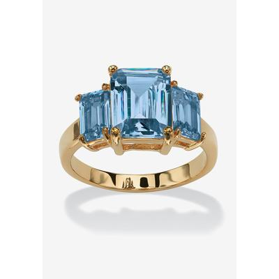 Women's Yellow Gold-Plated Simulated Emerald Cut Birthstone Ring by PalmBeach Jewelry in March (Size 10)