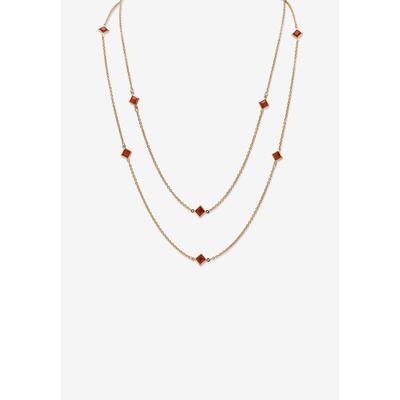 Women's Gold Tone Endless 48" Necklace with Princess Cut Birthstone by PalmBeach Jewelry in January