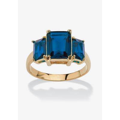 Women's Yellow Gold-Plated Simulated Emerald Cut Birthstone Ring by PalmBeach Jewelry in September (Size 6)