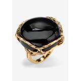 Women's Gold-Plated Onyx Ring by PalmBeach Jewelry in Gold (Size 8)