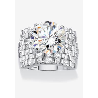 Women's Platinum over Sterling Silver Round Ring Cubic Zirconia (9 cttw TDW) by PalmBeach Jewelry in Platinum (Size 12)