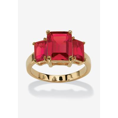 Women's Yellow Gold-Plated Simulated Emerald Cut Birthstone Ring by PalmBeach Jewelry in July (Size 6)