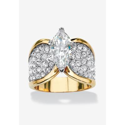 Women's Yellow Gold Plated Cubic Zirconia and Round Crystals Cocktail Ring by PalmBeach Jewelry in Gold (Size 12)