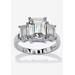 Women's Sterling Silver 3 Square Simulated Birthstone Ring by PalmBeach Jewelry in April (Size 9)