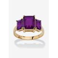 Women's Yellow Gold-Plated Simulated Emerald Cut Birthstone Ring by PalmBeach Jewelry in February (Size 8)