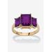 Women's Yellow Gold-Plated Simulated Emerald Cut Birthstone Ring by PalmBeach Jewelry in February (Size 8)