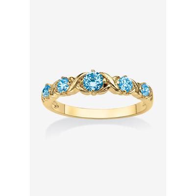 Women's Yellow Gold-Plated Simulated Birthstone Ring by PalmBeach Jewelry in March (Size 6)