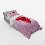 East Urban Home Pink/Microfiber Modern & Contemporary Duvet Cover Set Microfiber in Red | Twin Duvet Cover + 2 Additional Pieces | Wayfair