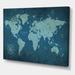 East Urban Home Slate World Map II - Graphic Art Print on Canvas Canvas, Wood in Blue | 12 H x 20 W x 1 D in | Wayfair