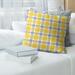 East Urban Home LA Throwback Football Luxury Square Pillow Cover, Spun Polyester in White/Blue/Yellow | 18 H x 18 W x 0.2 D in | Wayfair