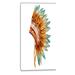 Design Art Feathers on Ethnic Skull Digital Graphic Art on Wrapped Canvas Metal in Green/Orange | 32 H x 16 W x 1 D in | Wayfair PT6638-16-32