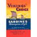 Buyenlarge Vikings Choise Sardines - Vintage Advertisement Print in Blue/Yellow | 30 H x 20 W x 1.5 D in | Wayfair 0-587-23934-4C2030