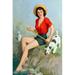 Buyenlarge 'Girl Fishing' by Walt Otto - Painting Print in White | 36 H x 24 W x 1.5 D in | Wayfair 0-587-30084-1C2436