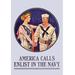 Buyenlarge America Calls - Enlist in the Navy by Joseph C. Leyendecker Vintage Advertisement in Blue | 30 H x 20 W x 1.5 D in | Wayfair