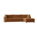 Orange/Brown Sectional - My Chic Nest Todd 113" Wide Right Hand Facing Sofa & Chaise Faux Leather/Linen/Polyester/Cotton/Velvet | Wayfair