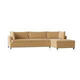 Brown Sectional - My Chic Nest Todd 113" Wide Right Hand Facing Sofa & Chaise Faux Leather/Linen/Polyester/Cotton/Velvet | Wayfair