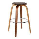 George Oliver Zeno Mid-Century Modern Swivel Counter or Bar Height Backless Bar Stool in Faux Leather, Wood Wood/Leather in Brown | Wayfair