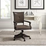 Rosalind Wheeler Breitlin Executive Chair Wood/Upholstered in Brown | 38 H x 22.5 W x 25.75 D in | Wayfair EB89BC0CB6124A528872430F056C6984