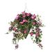 August Grove® Faux Morning Glory Trailing Flowering Plant in Basket Metal/Wicker/Rattan | 33 H x 24 W x 24 D in | Wayfair